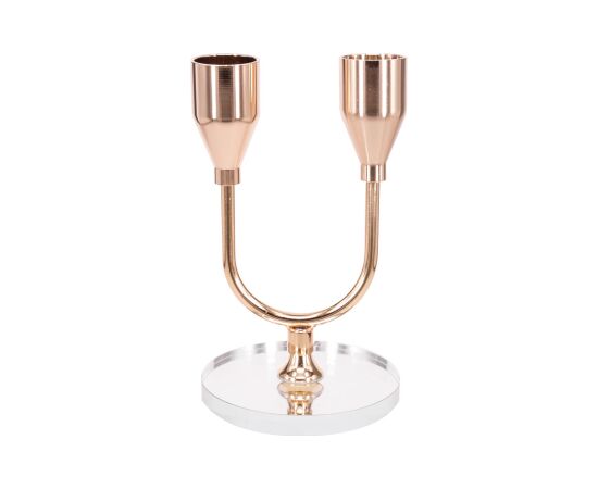 Candlestick CHANLE H13cm 2-candle, gold Новости, мебель, дом