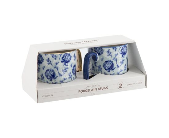 Mugs FRIENDS 2pcs 450ml, blue flowers Новости, мебель, дом
