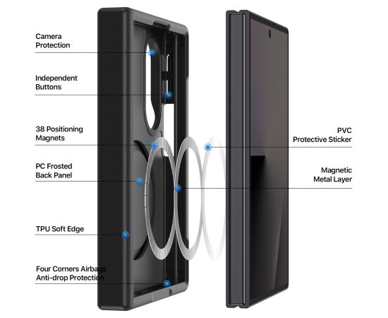 Case Dux Ducis Yind MagSafe Samsung F971 Z Fold8 black Neoriģinālie Maciņi
