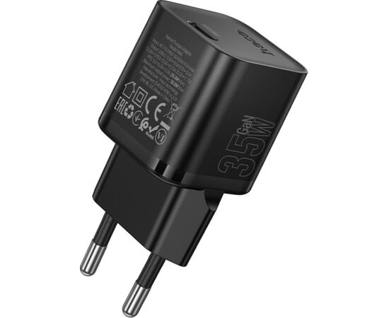 Charger Hoco N66 35W GaN USB-C black Telefonu lādētāji 220v