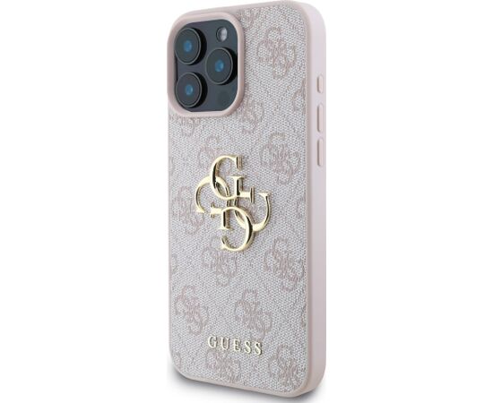 Guess PU 4G Metal Logo Case Aizsargapvalks priekš iPhone 16 Pro Max / rozā Neoriģinālie Maciņi