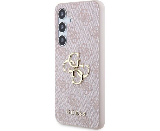 Guess PU 4G Metal Logo Case Aizsargapvalks priekš Samsung Galaxy S24 / rozā Neoriģinālie Maciņi