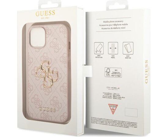 Guess PU Leather 4G Metal Logo Case Aizsargapvalks Priekš Apple iPhone 15 Neoriģinālie Maciņi