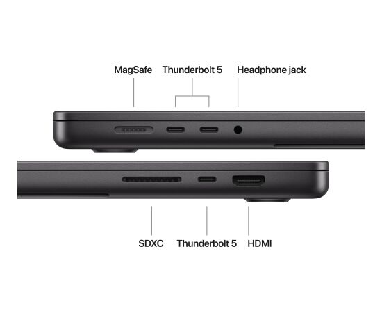 Apple MacBook Pro Space Black 16.2 " 3456 x 2234 pixels Apple M5 Pro 48 GB Solid-state drive capacity 1000 GB Apple M5 Pro chip 18-core CPU/20-core GPU macOS Bluetooth version 6 Keyboard language Russian Keyboard backlit Ноутбуки