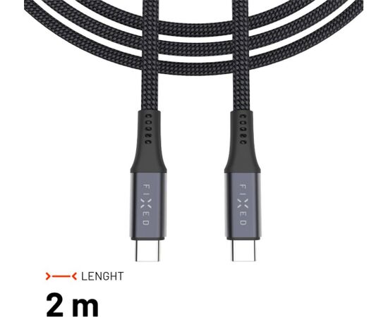 Fixed Braided Cable USB-C/USB-C, 2m, USB4 gen2 20Gbps, 4K 60Hz, 240W FIXDBP-CC2-GR Jaunumi - Viedierices