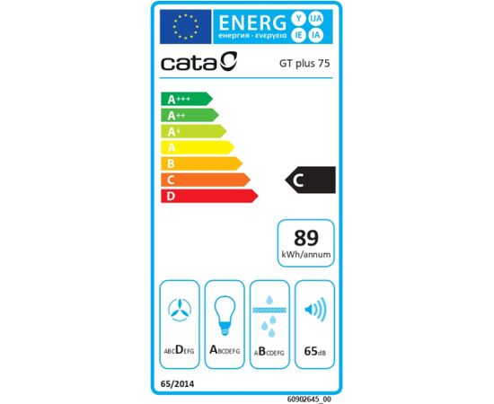 CATA Hood GT-PLUS 75 X /M Canopy Energy efficiency class C Width 79.2 cm 645 m³/h Mechanical control EcoLed Stainless Steel Крупная бытовая техника