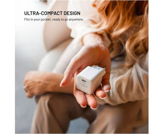 Fixed Mini GaN power adapter with USB-C output and PD support, 65W Jaunumi - Viedierices