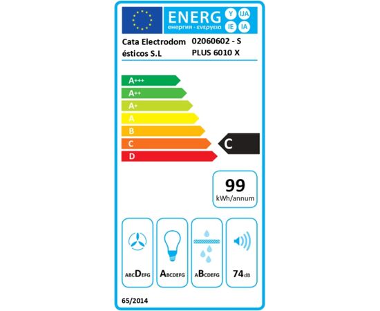 CATA Hood S PLUS 6010 X Wall mounted Energy efficiency class C Width 60 cm 637 m³/h Mechanical LED Inox Крупная бытовая техника