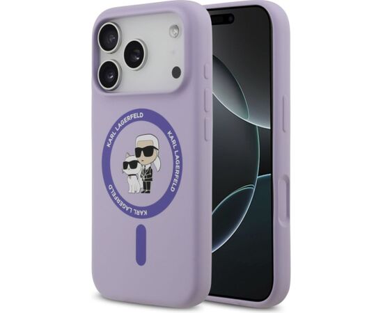 Karl Lagerfeld Apple  iPhone 17 Pro Liquid Silicone Karl and Choupette MagSafe Case Purple Neoriģinālie Maciņi