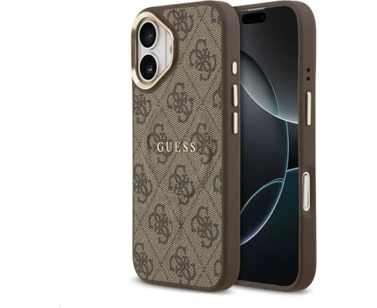 Guess Apple  iPhone 17 Pro PU Leather 4G Gold Frame MagSafe Case Brown Чехлы - альтернативные