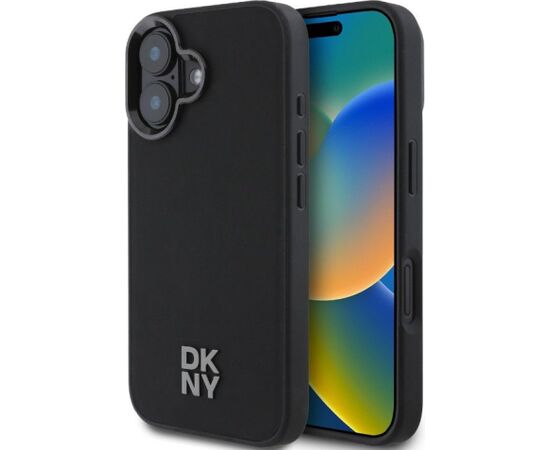 DKNY Apple  iPhone 16 PU Leather Stack Logo Magsafe Case Black Чехлы - альтернативные