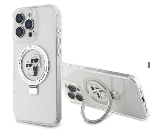 Karl Lagerfeld Apple  iPhone 16 Pro Ringstand Karl and Choupette MagSafe Case Transparent Neoriģinālie Maciņi