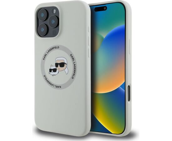 Karl Lagerfeld -  Karl Lagerfeld Liquid Silicone K&CH Heads MagSafe Case for iPhone 16 Pro Max Beige Neoriģinālie Maciņi
