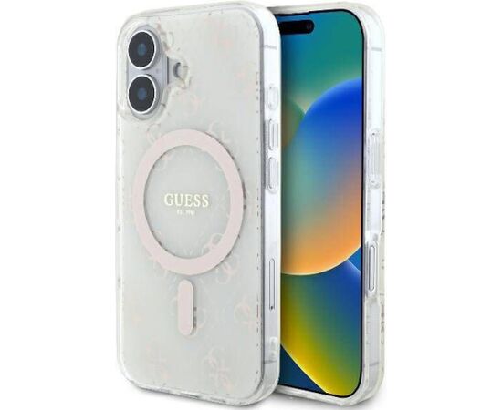 Guess Apple  iPhone 16 hardcase IML 4G Background MagSafe White Neoriģinālie Maciņi