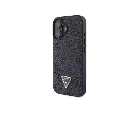Guess Apple  iPhone 16 PU 4G Strass Triangle Metal Logo Case Black Чехлы - альтернативные