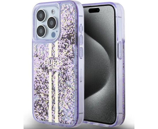 Guess Apple  iPhone 15 Pro PC/TPU Liquid Glitter Gold Stripe Case Чехлы - альтернативные
