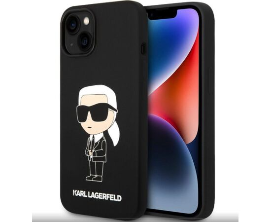 Karl Lagerfeld Apple  iPhone 15 Liquid Silicone Ikonik NFT Cas Black Neoriģinālie Maciņi