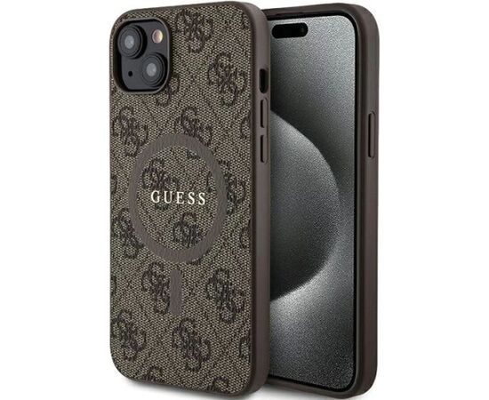Guess Apple  iPhone 15 4G Collection Leather Metal Logo MagSafe Brown Neoriģinālie Maciņi