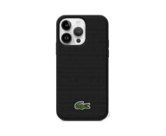 Lacoste Apple  iPhone 15 Pro Max HC MAGSAFE ICONIC PETIT PIQUE PU WOVEN LOGO Black Neoriģinālie Maciņi