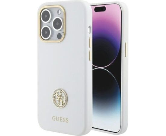 Guess Apple  iPhone 15 Pro Max 6.7 hardcase Silicone Logo Strass White Чехлы - альтернативные
