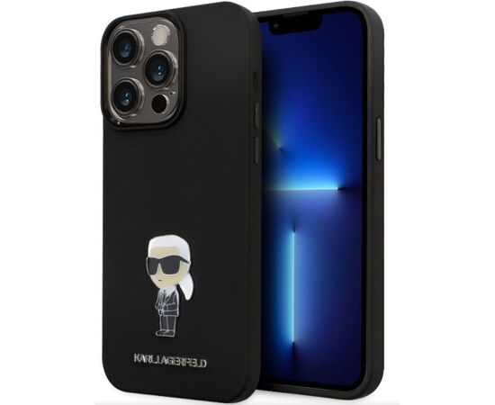 Karl Lagerfeld Apple  iPhone 15 Pro Max Liquid Silicone Metal Ikonik Case Black Neoriģinālie Maciņi