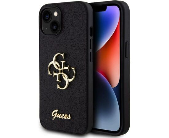 Guess Apple  iPhone 15 Fixed Glitter 4G Metal Logo Case Black Чехлы - альтернативные