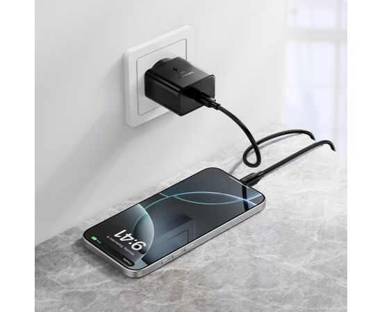 Charger Hoco N77 45W USB-C + USB-C to USB-C cable 1.0m black Telefonu lādētāji 220v