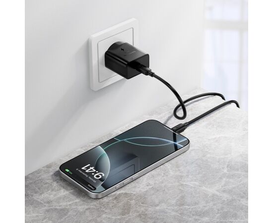 Charger Hoco N76 25W USB-C + USB-C to USB-C cable 1.0m black Telefonu lādētāji 220v