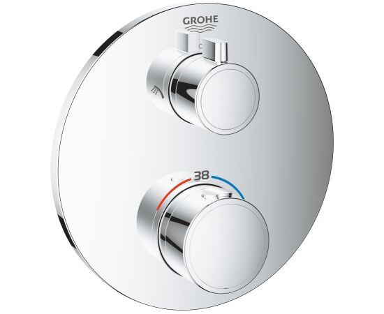 Grohe dušas termostata Grohtherm round virsapmetuma daļa, ar 2 izejām, hroms Встраиваемые