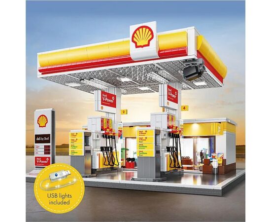 Jamara CaDA Shell degvielas uzpildes stacija ķieģeļi 14+ Konstruktori 
