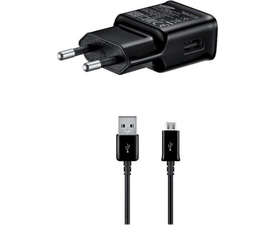 Samsung EP-TA200EBE + ECB-DU4EBE 15W Tīkla Lādētājs + microUSB datu kabelis melns (OOB Bulk) Telefonu lādētāji 220v