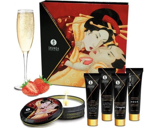 Shunga Geisha's Secret intīmās kosmētikas komplekts [ Sparkling Strawberry Wine ]