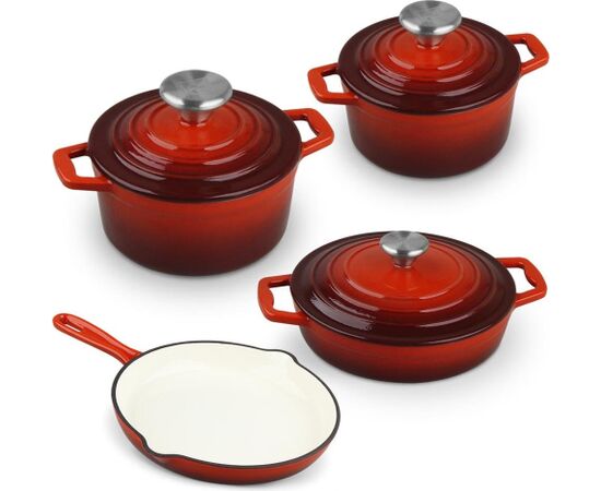 Cs Kochsysteme XANTEN cast iron 7pcs cookware set, red Katli