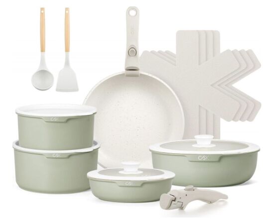 CS Kochsysteme 17-piece Space-Saving Cookware Set, Forged Aluminum, Mint Katli