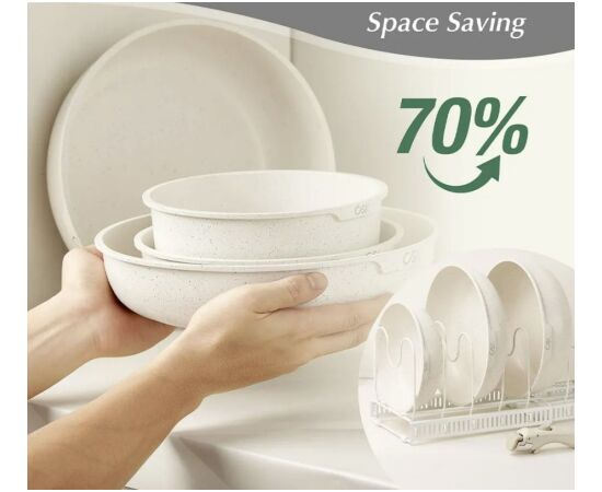 CS Kochsysteme 17-piece Space-Saving Cookware Set, Forged Aluminum, Mint Katli
