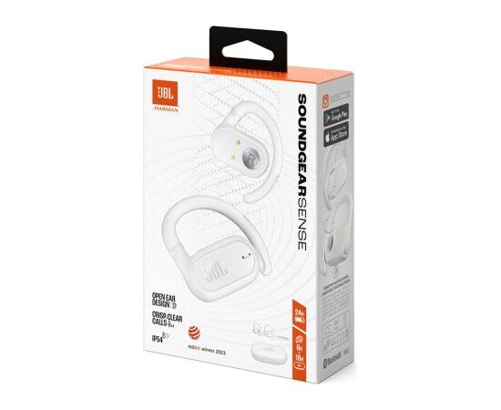 JBL Soundgear Sense Bezvadu Bluetooth atvērtās austiņas, White Austiņas