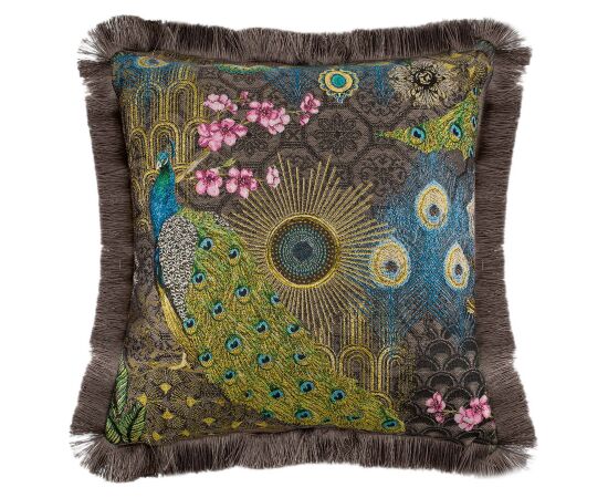 Pillow GLAMOUR 45x45cm, with furry edge, peacocks Новинки Для дома и сада 
