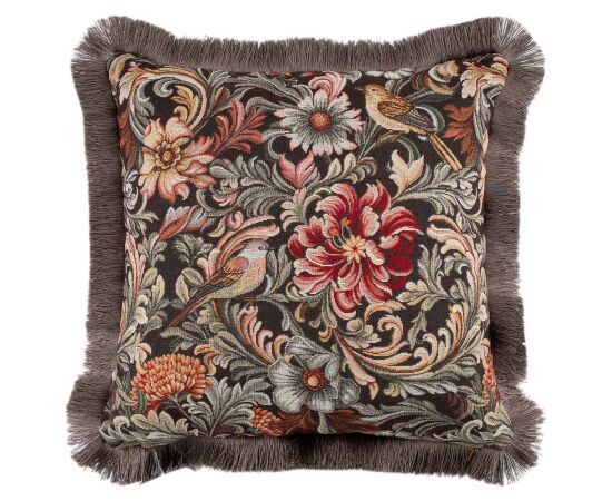 Pillow GLAMOUR 45x45cm, with furry edge, birds and flower Новинки Для дома и сада 