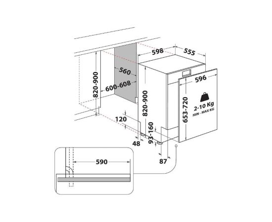 WHIRLPOOL WH7ITD14C6N6 built-in dishwasher, 60 cm, 46 dB, 14 place settings Крупная бытовая техника