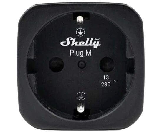 Shelly Plug M Gen3 Smart Outlet (Black) Viedās rozetes
