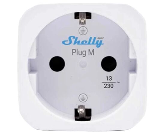Shelly Plug M Gen3 Wi-Fi Smart Outlet (White) Viedās rozetes