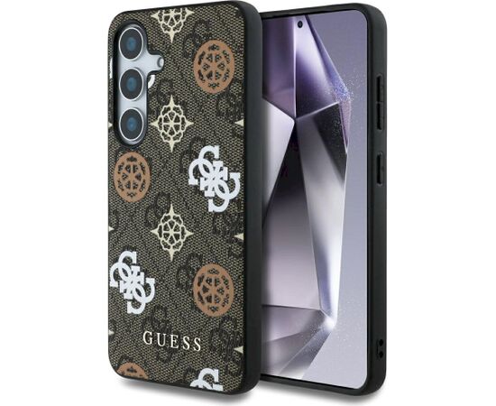 Guess 4G Printed Colored Peony Pattern MagSafe Aizsargapvalks priekš Samsung Galaxy S25 / brūns Neoriģinālie Maciņi