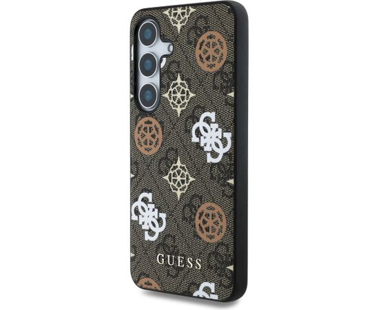 Guess 4G Printed Colored Peony Pattern MagSafe Aizsargapvalks priekš Samsung Galaxy S25 / brūns Neoriģinālie Maciņi