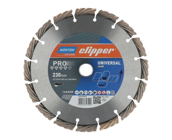 Dimanta griešanas disks Norton CLIPPER PRO UNIVERSAL LASER; 230x22,23 mm Различные диски