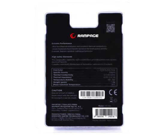 RAMPAGE TERMOPAD XTP-002 Procesoru dzesēšana