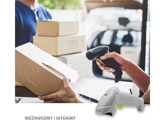 Qoltec 50877 Laser scanner 1D | USB | White Svītrkodu skeneri (barcode scanners)
