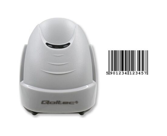 Qoltec 50877 Laser scanner 1D | USB | White Svītrkodu skeneri (barcode scanners)