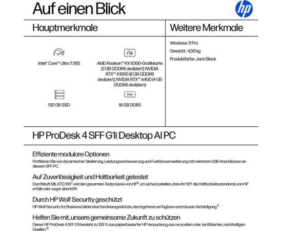 HP PRODESK 4 SFF G1I U7-265 Personālie datori