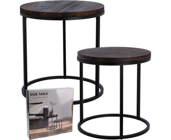 Excellent Houseware ZESTAW STOLIKÓW KAWOWYCH 2W1 BLAT DREWNIANY 38/43CM Новинки Для дома и сада 