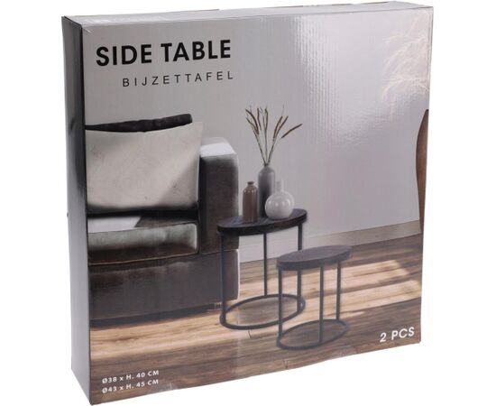 Excellent Houseware ZESTAW STOLIKÓW KAWOWYCH 2W1 BLAT DREWNIANY 38/43CM Новинки Для дома и сада 